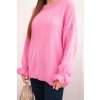 Dámský svetr s příměsí mohéru a vlny volného střihu růžový (Velikost universal, Barva Růžová)