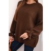 Dámský svetr s příměsí mohéru a vlny volného střihu hnědý (Velikost universal, Barva Hnědá)