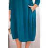 Dámské bavlněné Plussize šaty s kapsami petrolej (Velikost universal, Barva Námořní)