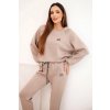Máslová souprava z viskózy s mikinou a kalhotami tmavě béžová (Velikost universal, Barva Tmavě béžová)