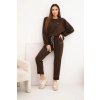 Máslová souprava z viskózy s mikinou a kalhotami hnědý (Velikost universal, Barva Hnědá)