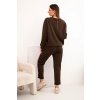 Máslová souprava z viskózy s mikinou a kalhotami hnědý (Velikost universal, Barva Hnědá)