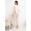 Máslová souprava z viskózy s mikinou a kalhotami béžový (Velikost universal, Barva Béžová)
