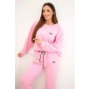 Máslová souprava z viskózy s mikinou a kalhotami světle růžová (Velikost universal, Barva Světle růžová)