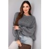 Dámský svetr s příměsí mohéru a vlny volného střihu šedý (Velikost universal, Barva Grey)