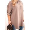 Dámská košile Plus Size z viskózy s delší zadní částí fango (Velikost universal, Barva Fango)