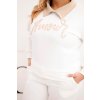 Máslová souprava Plus Size s širokými nohavicemi a límečkem bílá (Velikost universal, Barva Bílá)