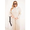 Máslová souprava Plus Size s širokými nohavicemi a límečkem béžová (Velikost universal, Barva Béžová)