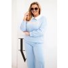 Máslová souprava Plus Size s širokými nohavicemi a límečkem modrá (Velikost universal, Barva Modrý)