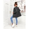 Delší prošívaná bunda bez límečku černá