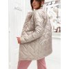 Delší prošívaná bunda bez límečku béžová