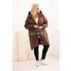 Dámská bunda Plus Size prošívaná s kapucí a sportovními manžetami čokoládová (Velikost universal, Barva Čokoláda)