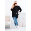 Dámská blůza Plus Size s delším zadním dílem a dlouhým rukávem černá (Velikost universal, Barva Černá)