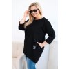 Dámská blůza Plus Size s delším zadním dílem a dlouhým rukávem černá (Velikost universal, Barva Černá)