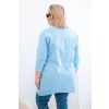 Dámská blůza Plus Size s delším zadním dílem a dlouhým rukávem modrá (Velikost universal, Barva Modrý)