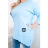 Dámská blůza Plus Size s delším zadním dílem a dlouhým rukávem modrá (Velikost universal, Barva Modrý)