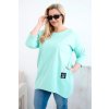Dámská blůza Plus Size s delším zadním dílem a dlouhým rukávem mátová (Velikost universal, Barva Mátový)