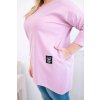 Dámská blůza Plus Size s delším zadním dílem a dlouhým rukávem tmavě růžová (Velikost universal, Barva Tmavě růžová)