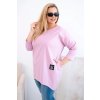 Dámská blůza Plus Size s delším zadním dílem a dlouhým rukávem tmavě růžová (Velikost universal, Barva Tmavě růžová)