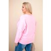 Dámská bavlněná blůza Plus Size s V výstřihem světle růžová (Velikost universal, Barva Světle růžová)
