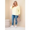 Dámská bavlněná blůza Plus Size s výstřihem do V žlutá (Velikost universal, Barva Žlutý)