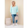 Dámská bavlněná blůza Plus Size s výstřihem do V mátová (Velikost universal, Barva Mátový)