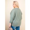 Dámská bavlněná blůza Plus Size s V výstřihem khaki (Velikost universal, Barva Khaki)