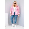 Dámská jarní prošívaná bunda Plus Size s kapucí a květinovým vzorem světle růžová (Velikost universal, Barva Světle růžová)