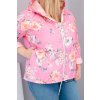 Dámská jarní prošívaná bunda Plus Size s kapucí a květinovým vzorem světle růžová (Velikost universal, Barva Světle růžová)