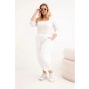 Dámské kalhoty Plus Size s nízkým sedem a gumou v pase bílé (Velikost universal, Barva Bílá)