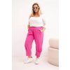 Dámské kalhoty Plus Size s nízkým sedem a gumou v pase růžové (Velikost universal, Barva Růžová)