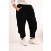 Dámské kalhoty Plus Size s nízkým sedem a gumou v pase černé (Velikost universal, Barva Černá)