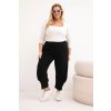 Dámské kalhoty Plus Size s nízkým sedem a gumou v pase černé (Velikost universal, Barva Černá)