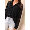 Dámská košile s krajkovými rukávy a límečkem černá (Velikost universal, Barva Černá)