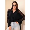 Dámská košile s krajkovými rukávy a límečkem černá (Velikost universal, Barva Černá)