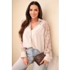 Dámská košile s krajkovými rukávy a límečkem béžová (Velikost universal, Barva Béžová)