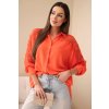 Dámská košile s krajkovými rukávy a límečkem béžová (Velikost universal, Barva Orange)