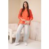 Dámská košile s krajkovými rukávy a límečkem béžová (Velikost universal, Barva Orange)