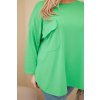 Dámská blůza Plus Size s kapsou a ohrnovacími rukávy z bavlny světle zelená (Velikost universal, Barva Světle zelená)