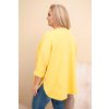 Dámská blůza Plus Size s bavlnou, kapsou a ohrnovacími rukávy žlutá (Velikost universal, Barva Žlutý)