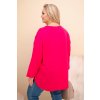 Dámská blůza Plus Size s bavlnou, kapsou a ohrnovaným rukávem fuchsie (Velikost universal, Barva Fuchsie)