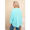 Dámská blůza Plus Size s bavlnou, kapsou a ohrnutým rukávem mátová (Velikost universal, Barva Mátový)