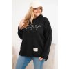 Dámská mikina Plus Size s kapucí a potiskem černá (Velikost universal, Barva Černá)
