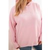Dámská mikina Plus Size s kapucí a potiskem cukrově růžová (Velikost universal, Barva Bonbónová růžová)