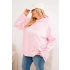 Dámská mikina Plus Size s kapucí a potiskem cukrově růžová (Velikost universal, Barva Bonbónová růžová)