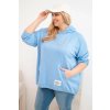 Dámská mikina Plus Size s kapucí a potiskem modrá (Velikost universal, Barva Modrý)