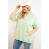 Dámská mikina Plus Size s kapucí a potiskem mátová (Velikost universal, Barva Mátový)