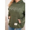 Dámská mikina Plus Size s kapucí a potiskem khaki (Velikost universal, Barva Khaki)