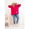 Dámská mikina Plus Size s kapucí a potiskem fuchsie (Velikost universal, Barva Fuchsie)