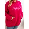 Dámská mikina Plus Size s kapucí a potiskem fuchsie (Velikost universal, Barva Fuchsie)